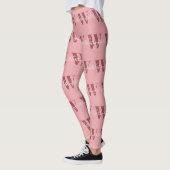 Leggings Monogramme de fille et nom rose roux (Gauche)