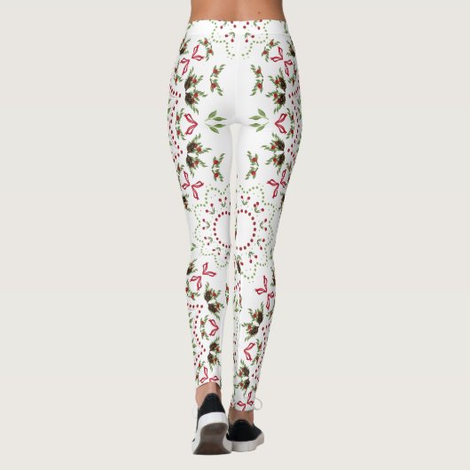 Leggings Monogramme de Noël Feuillage de verdure Foliage Ho (Dos)