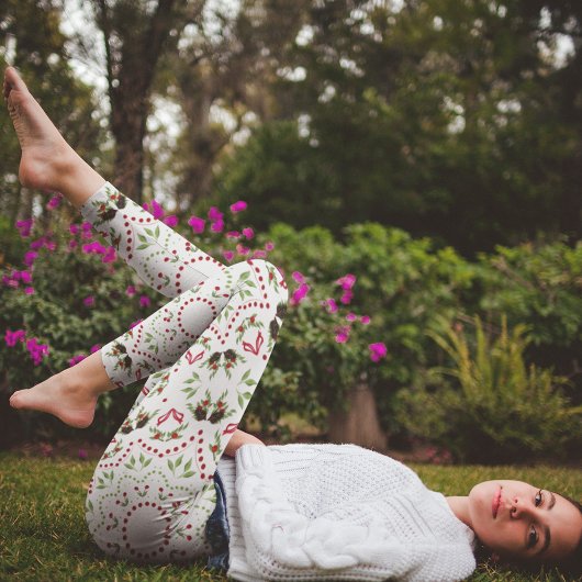 Leggings Monogramme de Noël Feuillage de verdure Foliage Ho