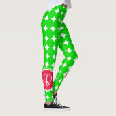 Leggings Monogramme de point de polka rouge et vert (Droite)