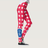 Leggings Monogramme de point Polka bleu et rouge (Droite)