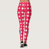 Leggings Monogramme de point Polka bleu et rouge (Dos)