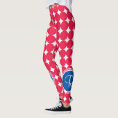 Leggings Monogramme de point Polka bleu et rouge (Gauche)