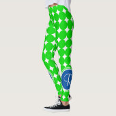 Leggings Monogramme de point Polka bleu et vert (Gauche)