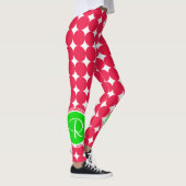 Leggings Monogramme de point Polka vert et rouge (Droite)