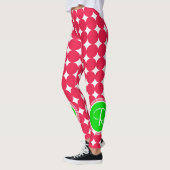 Leggings Monogramme de point Polka vert et rouge (Gauche)