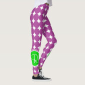 Leggings Monogramme de point Polka vert et violet (Droite)