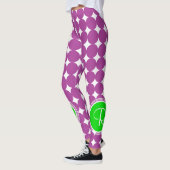 Leggings Monogramme de point Polka vert et violet (Gauche)