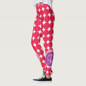 Leggings Monogramme de point Polka violet et rouge (Gauche)