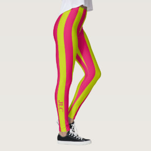 Leggings Monogramme de rayure de rose de framboise et de