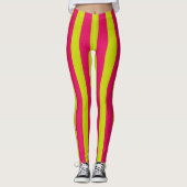 Leggings Monogramme de rayure de rose de framboise et de (Devant)