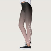Leggings Monogramme d'or et d'ombre noir Rose moderne (Gauche)