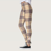 Leggings Monogramme, élégant tartan écossais en plaid beige (Gauche)