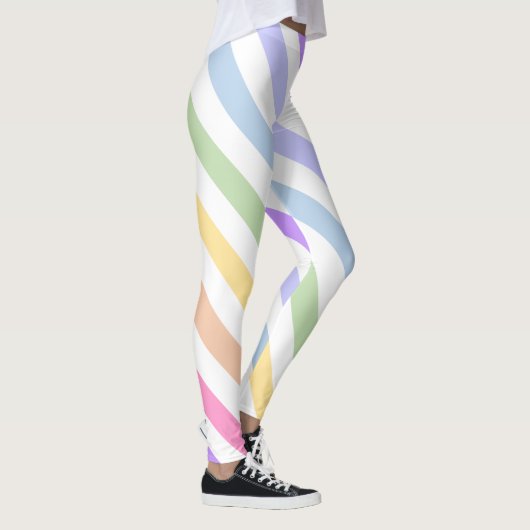 Leggings Monogramme en Blanc Cirque Pastel Arc-en-ciel rayu (Droite)
