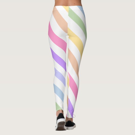 Leggings Monogramme en Blanc Cirque Pastel Arc-en-ciel rayu (Dos)