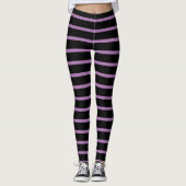 Leggings Monogramme et nom blanc, Lavande sur noir (Devant)