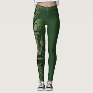 Leggings Monogramme Floral de la Forêt Exotique Esthétique