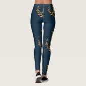 Leggings Monogramme initial personnalisé en or sur marine (Dos)