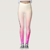 Leggings Monogramme Nom Girly Pink Trees Nature Blanc (Devant)