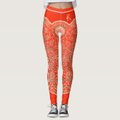 Leggings Monogramme Oriental Orange Red Arabesques Customis (Devant)
