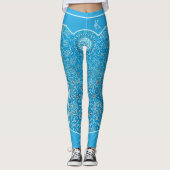 Leggings Monogramme Oriental Sky Blue Arabesques Customisé (Devant)