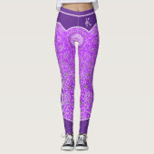 Leggings Monogramme Oriental Violet Arabesques Customisé (Devant)