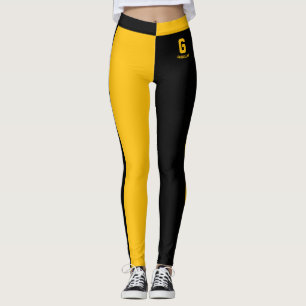 Leggings Monogramme personnalisé rayures noires jaunes oran
