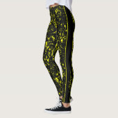 Leggings Monogramme rétro de la peinture jaune néon (Gauche)