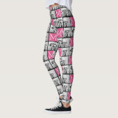 Leggings Monogramme rose noir avec collage photo personnali (Gauche)