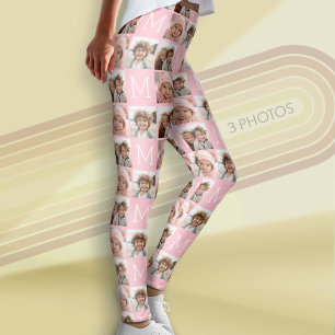 Leggings Monogramme rose vierge avec collage photo personna