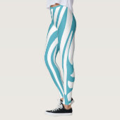 Leggings Monogramme Turquoise rayé Zèbre motif tendance (Gauche)