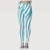 Leggings Monogramme Turquoise rayé Zèbre motif tendance (Devant)