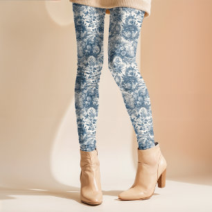 Leggings monogramme vintage fleuri Blue toile de jouy