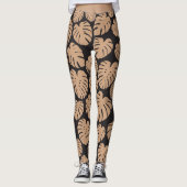 Leggings Monstera en Tan et noir (Devant)