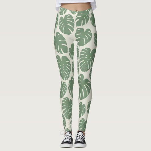 Leggings Monstera - Vert (Devant)