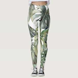 Leggings Monstère tropicale Big Watercolor Motif