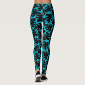 Leggings Monstère tropicale motif en noir et bleu aqua (Dos)
