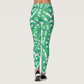 Leggings Monstère verte tropicale feuille motif sur blanc b (Dos)