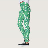 Leggings Monstère verte tropicale feuille motif sur blanc b (Gauche)