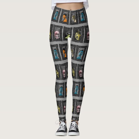 Leggings Monsters Portraits Déplaisants Illustrations Zombi (Devant)
