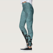 Leggings Monstre de mer bleu et noir Kraken avec navire (Gauche)
