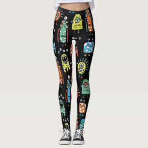 Leggings Monstres Aliens : Mignonne Vintage sans couture