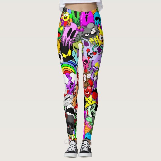Leggings Monstres caractères mignons Motif d'Halloween (Devant)