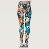 Leggings Monstres effrayants colorés (Devant)
