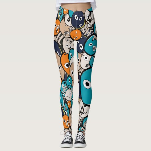 Leggings Monstres effrayants colorés (Devant)