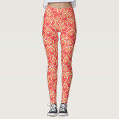 Leggings Montage numérique de tranche de pamplemousse rose (Devant)