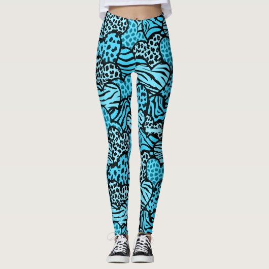 Leggings Montre des coeurs posters de animaux de ceinture b (Devant)