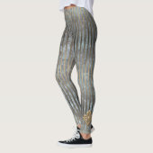 Leggings Moody Blue & Gold Stripe Motif (Gauche)