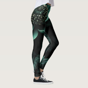 Leggings Moody Flower Vert foncé