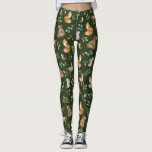 Leggings Moody Green Woodland Forest Animaux Motif<br><div class="desc">Ce design adorable appartient à notre collection FOREST FABLE. Il présente notre illustration originale de l'aquarelle représentant des animaux de la forêt capricieuse et d'élégants feuilles de la verdure de l'aquarelle.</div>